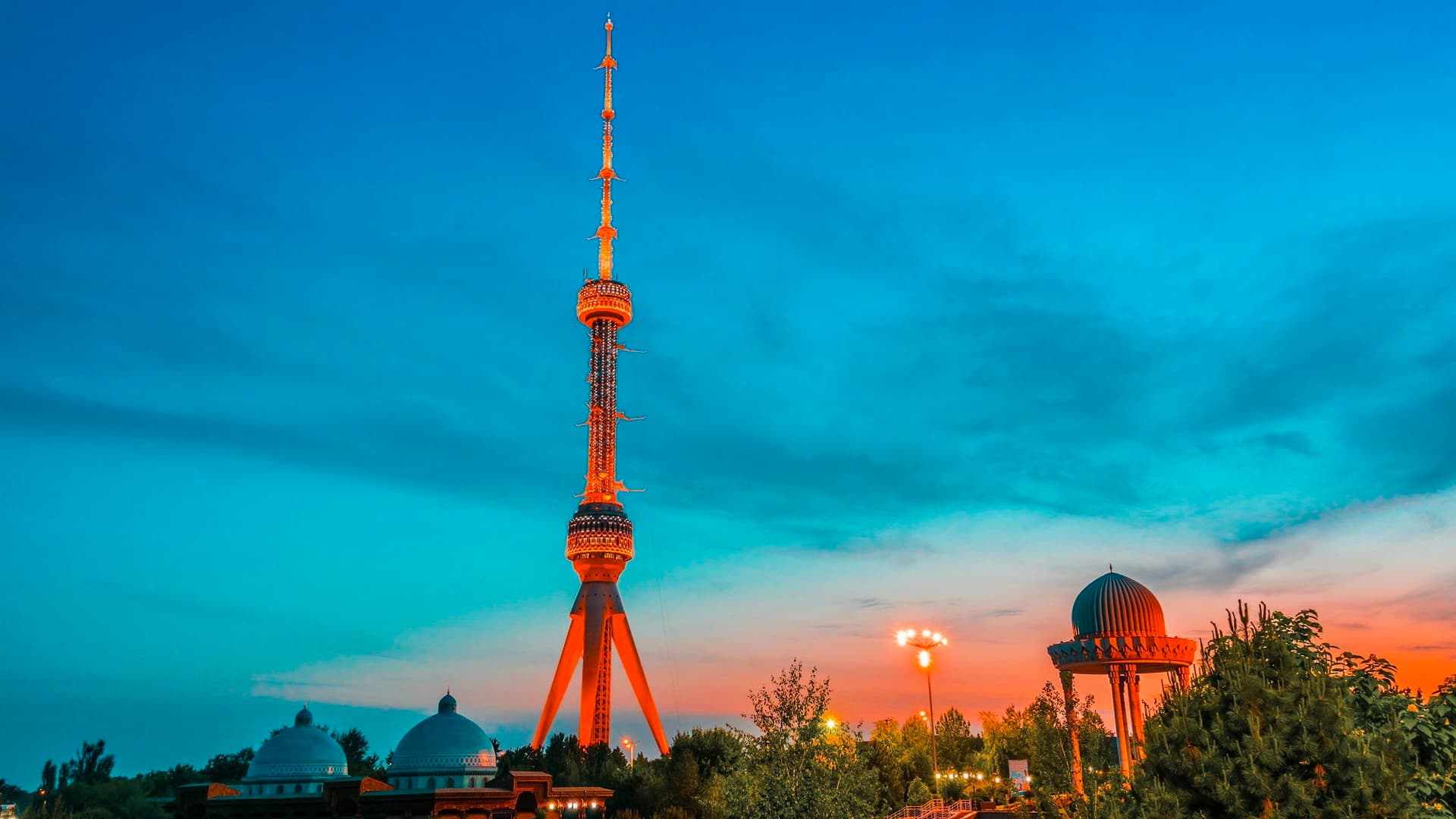 Tashkent TV Tower at sunset, Uzbekistan